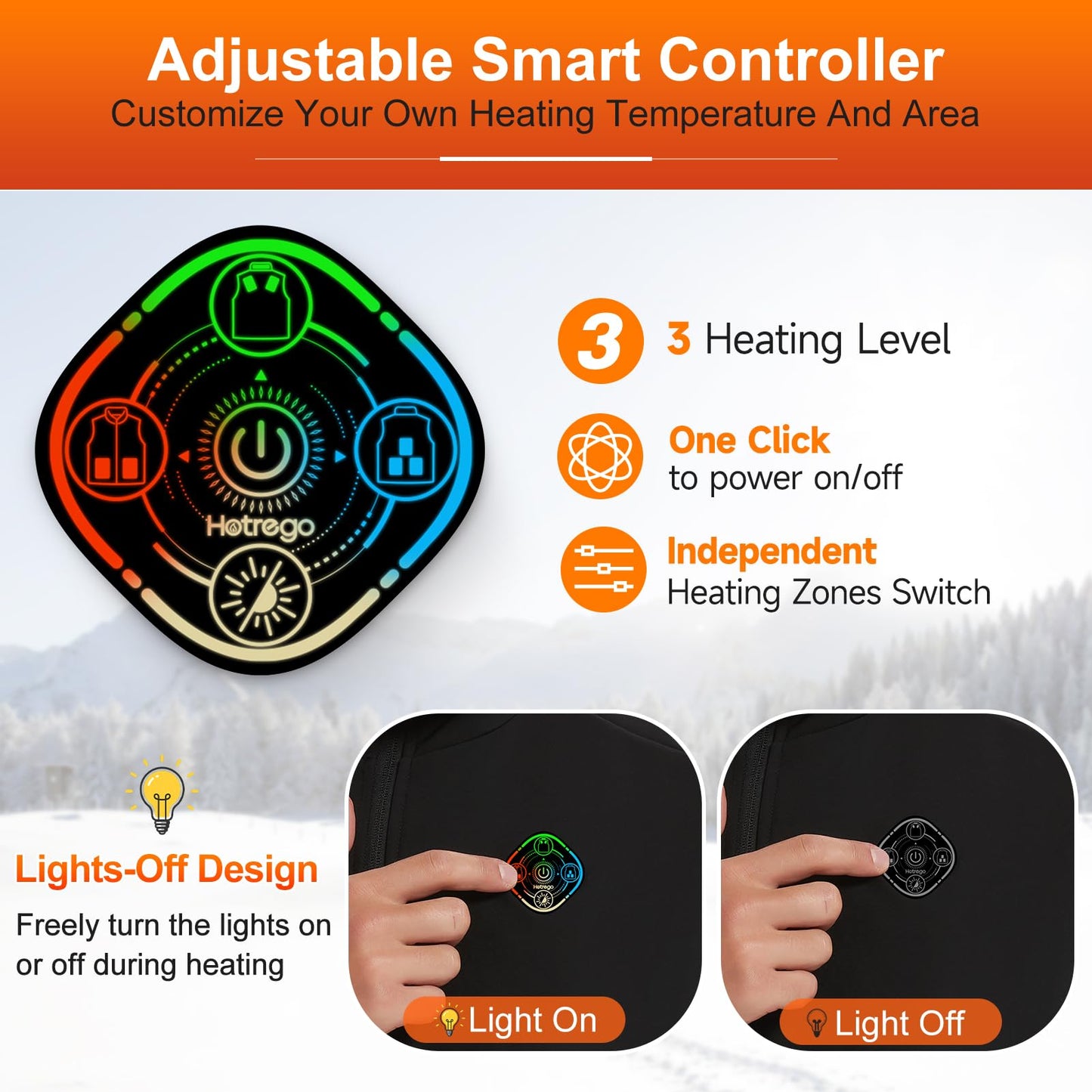 Heated Vest for Men with Battery Pack Included, Smart Controller, Light Out Design, Lightweight Electric Heating Jacket