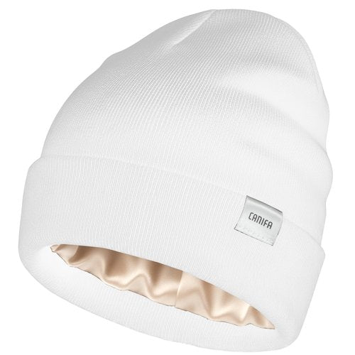 Satin Lined Beanie for Women Men, 3-Layer Warm Slouchy Winter Hat, Valentines Day Gifts for Him Her, Gift Box Card Included