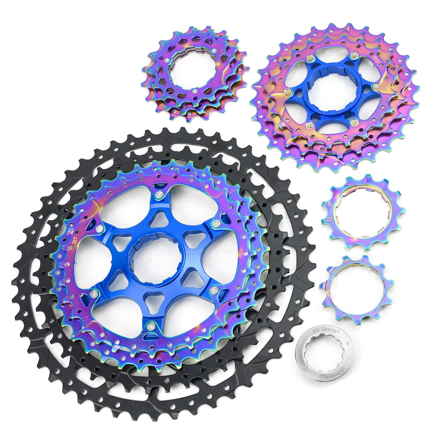VG SPORTS 8/9/10/11/12 Speed Ultra-Light Bike Cassette for Mountain Bike 11-40T/11-42T/11-46T/11-50T/11-52T MTB Cassette Lightweight Aluminum Bracket Cassette