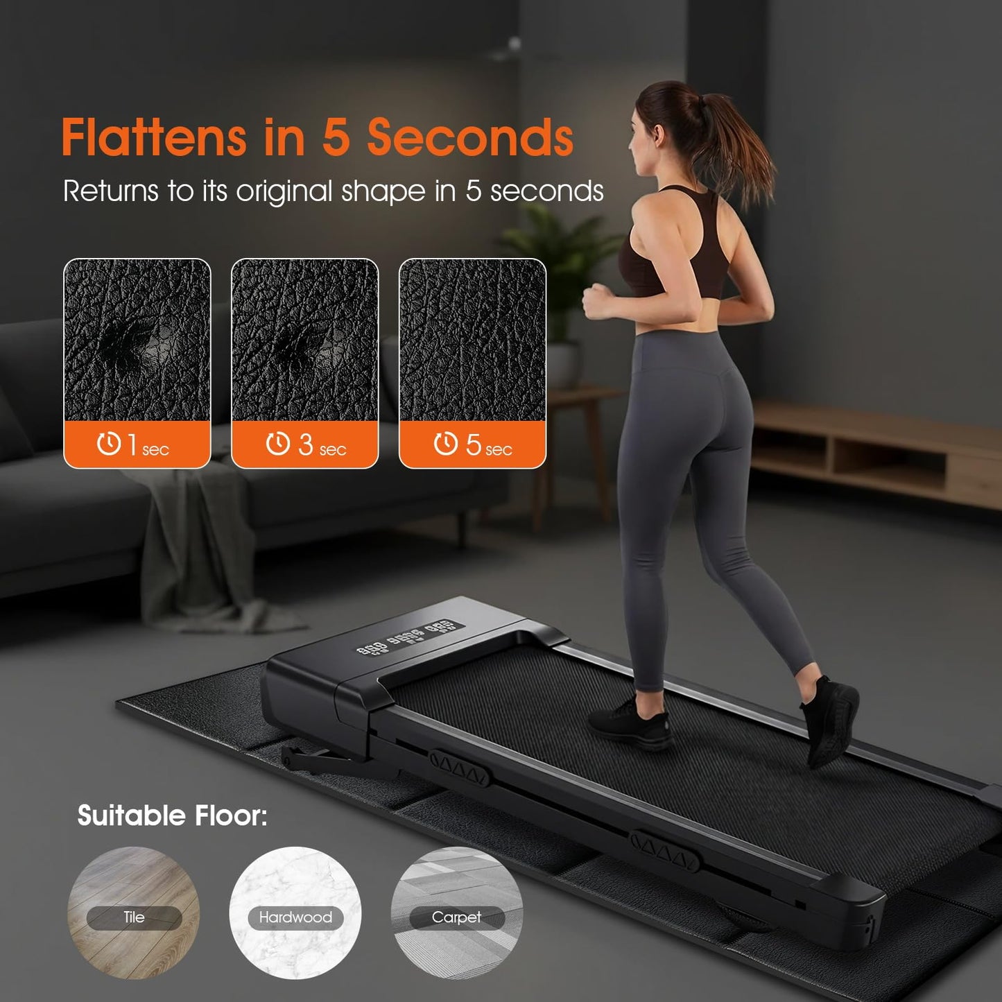 Tailor-Made Walking Pad Mat for Carpet Hardwood Floors, 6MM Thick Foldable Treadmill Mat Carpet,Waterproof,Ordorless,No Slip,Noise Reduce,Shocking Absorbing Rubber Foam Matt Equipment Floor Protector (67"L x 25"W x 0.24"Th)
