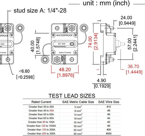 E9 30A Amp Boat Circuit Breaker - Manual Reset for Automotive, RV, Truck & Marine | Waterproof, UL-Rated 12V-72V DC