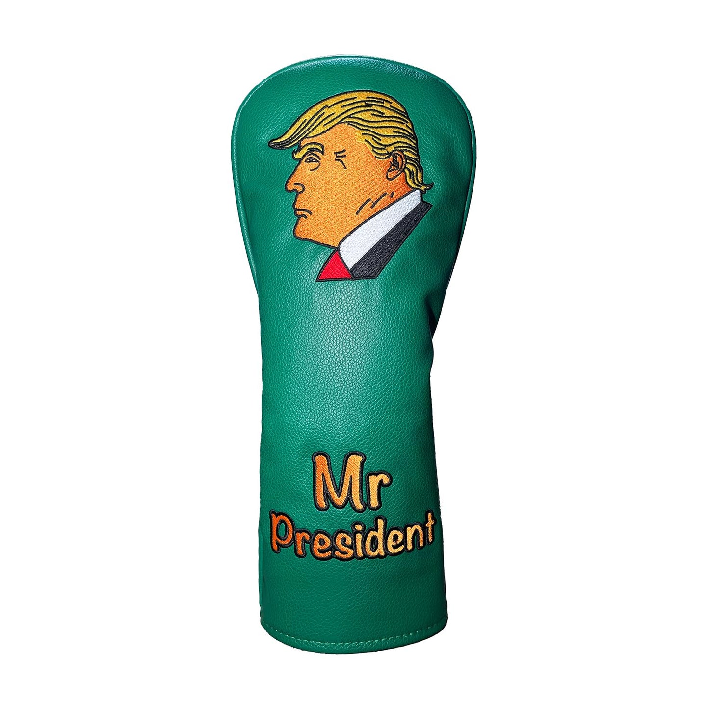 Mr. President Trump Golf Club Driver Head Cover - Durable PU, Funny, Premium Leather, White/Green (Green,Driver)