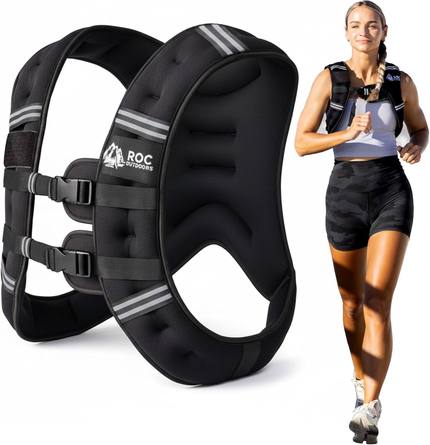 Roc Outdoors Weighted Vest - Rub-Free Technology for Men & Women | 5lb to 30lb Options for Fitness & Weight Loss