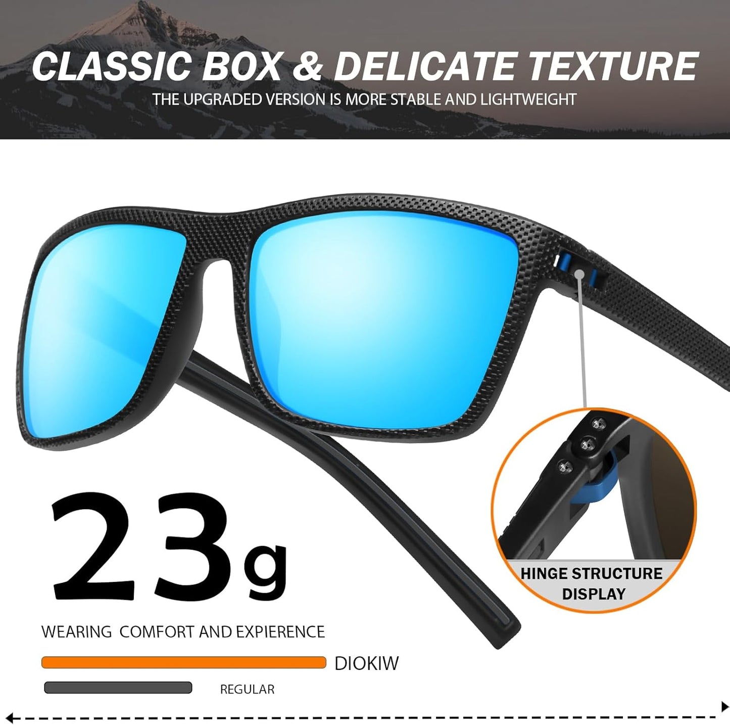 Skiennix Square Polarized Sunglasses - Vintage Style UV Protection for Men | Lightweight Frame