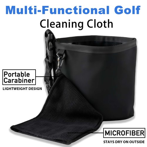 HIOBptee Portable Golf Club & Ball Cleaning Kit - Golf Cleaning Pouch with Towel, Lightweight Hanging Golf Accessory for Bag