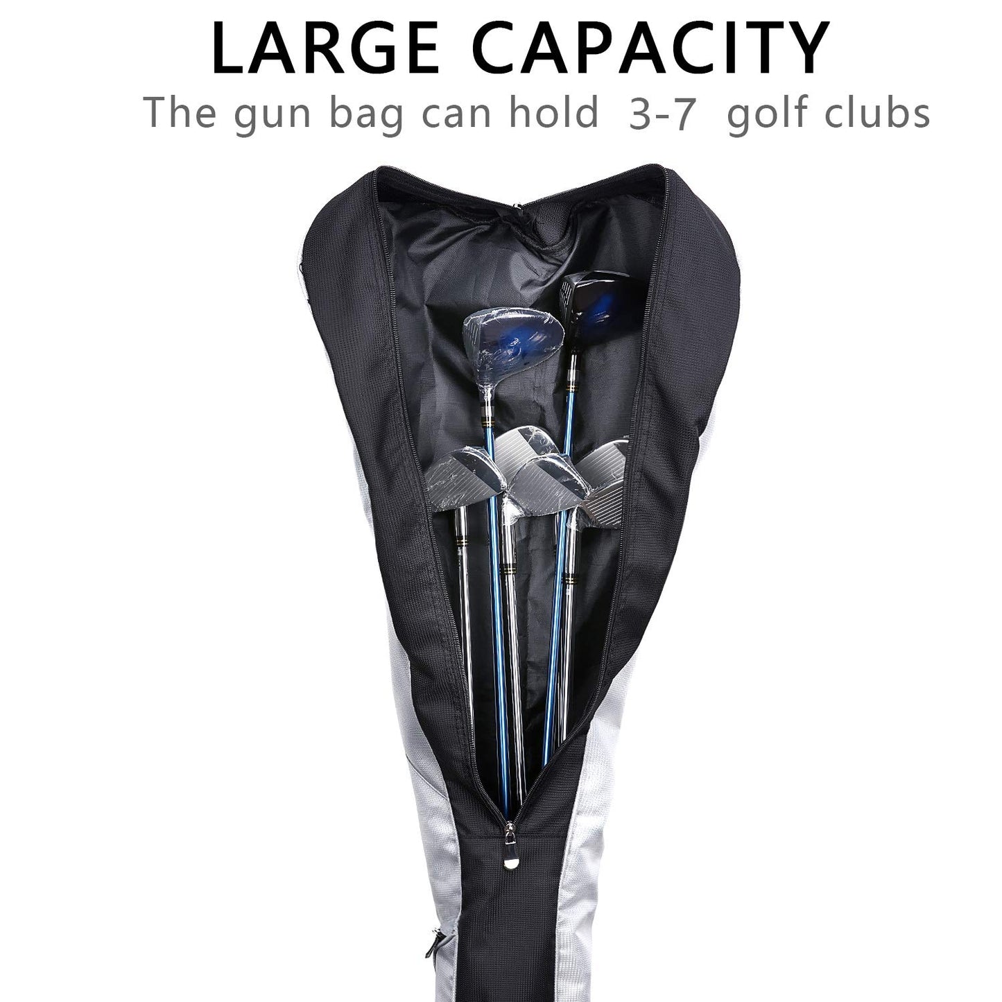 Konday Golf Club Travel Case Gun Bag Foldable with Hard Base,Driving Range Mini Course Practice Lightweight Golf Sundy Carry Bag for 7 Clubs,Gray