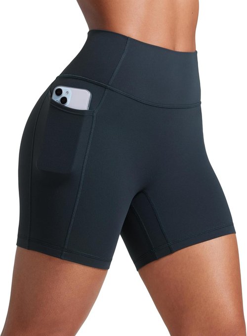 CRZ YOGA Biker Shorts - Secretsculpt Butterlift Design with Pockets | 5'' High Waist for Enhanced Comfort