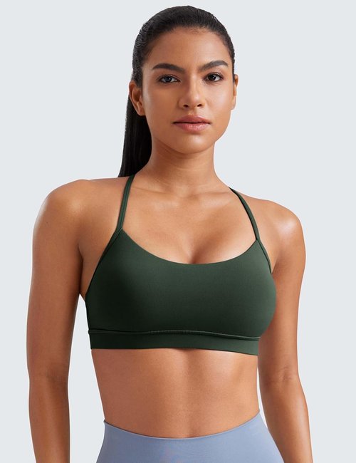 CRZ YOGA Butterluxe Sports Bra - Padded Racerback for Low Impact Yoga & Workouts | Women's Thin Strap Top