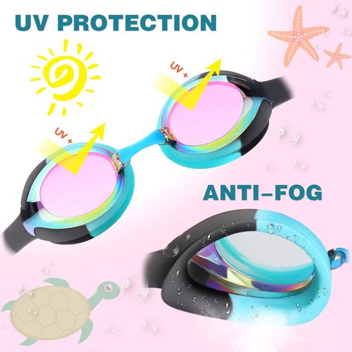 Keary Kids Swim Goggles - Anti-Fog, Waterproof, UV Protection | Clear Vision for Ages 3-12