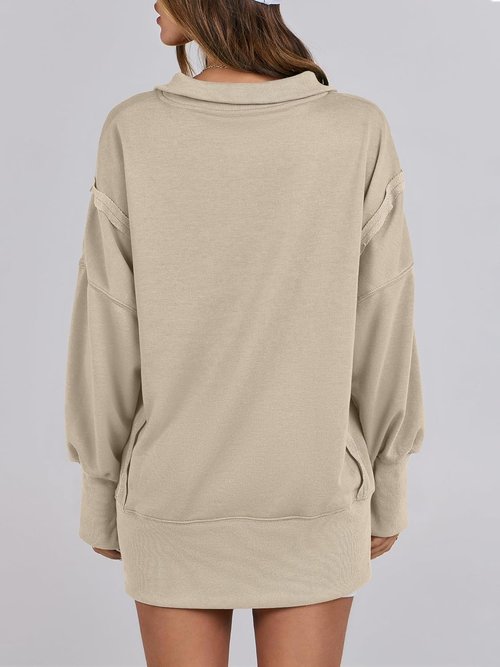 ANRABESS Women's Oversized Sweatshirt - Casual Button-Up Henley Pullover Top in High-Low Design