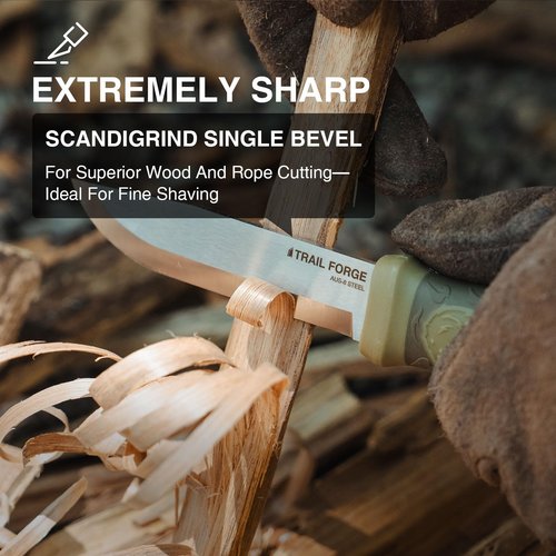 ONETIGRIS CAMPING TrailForge Fixed Blade Knife with Sheath,9.67-Inch FullTang Blade Bushcraft Knife for Camping,Outdoor, Survival, Hiking