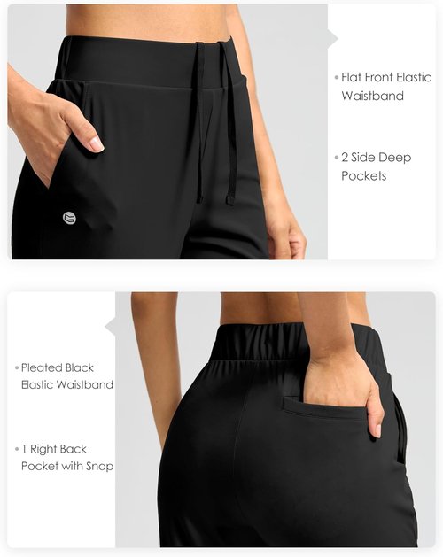G Gradual Women's Ankle 7/8 Golf Pants - Stretchy Travel Pants with 3 Pockets & Inner Drawstring