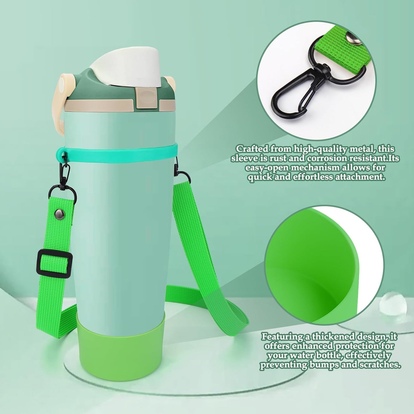 Mity rain Water Bottle Holder with Strap for Owala Freesip 30 40 oz Accessories, Carrier Sling Bag with Water Bottle Boot for Men Women Hiking Camping Travelling(Green)