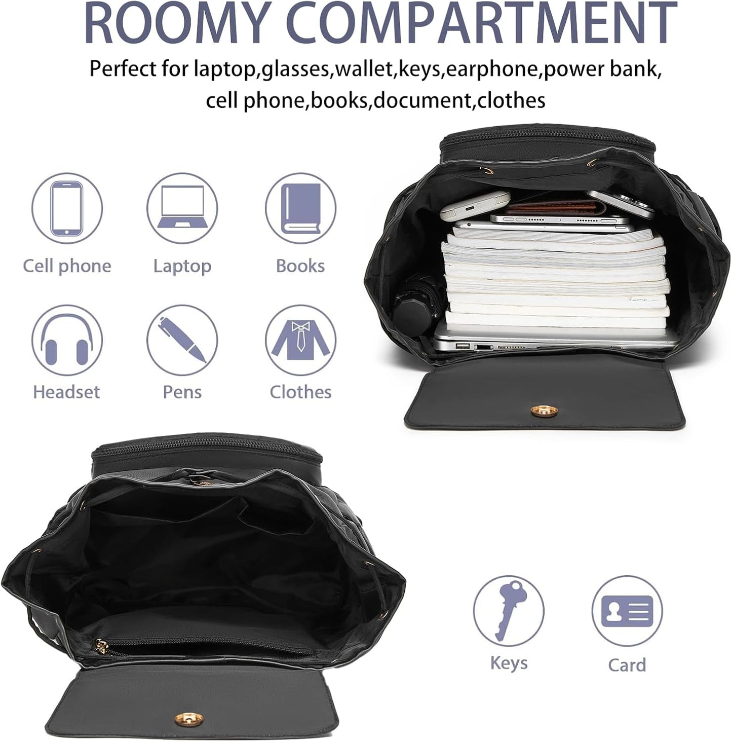 Seyfocnia Gym Backpack for Women - Lightweight Sports Bag with Shoe Compartment | Black