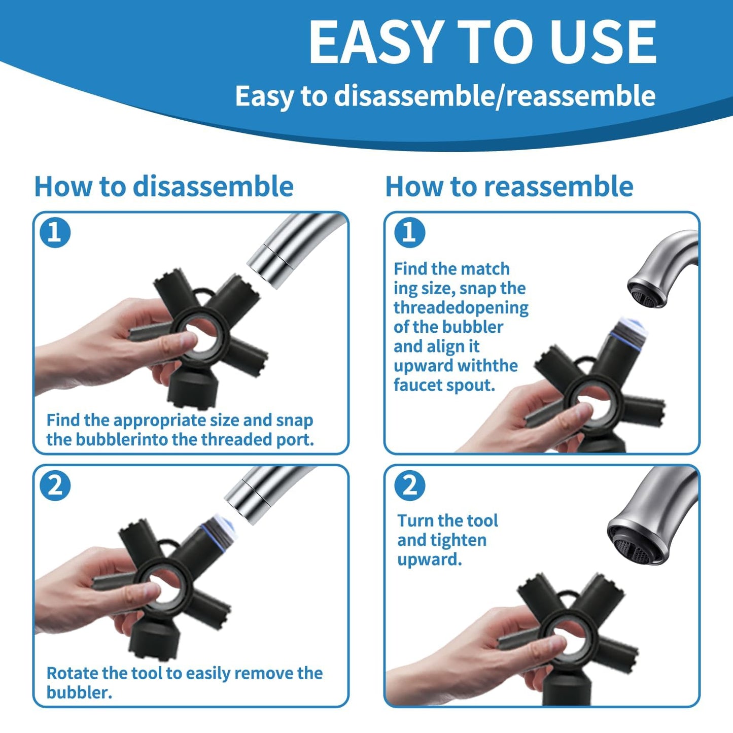 10 in 1 Faucet Aerator Removal Tool Aerato Key for Threaded Aerator and Housed Aerateor Tool Fits Size M16.5 M18.5 M21.5 M22 M24 M28