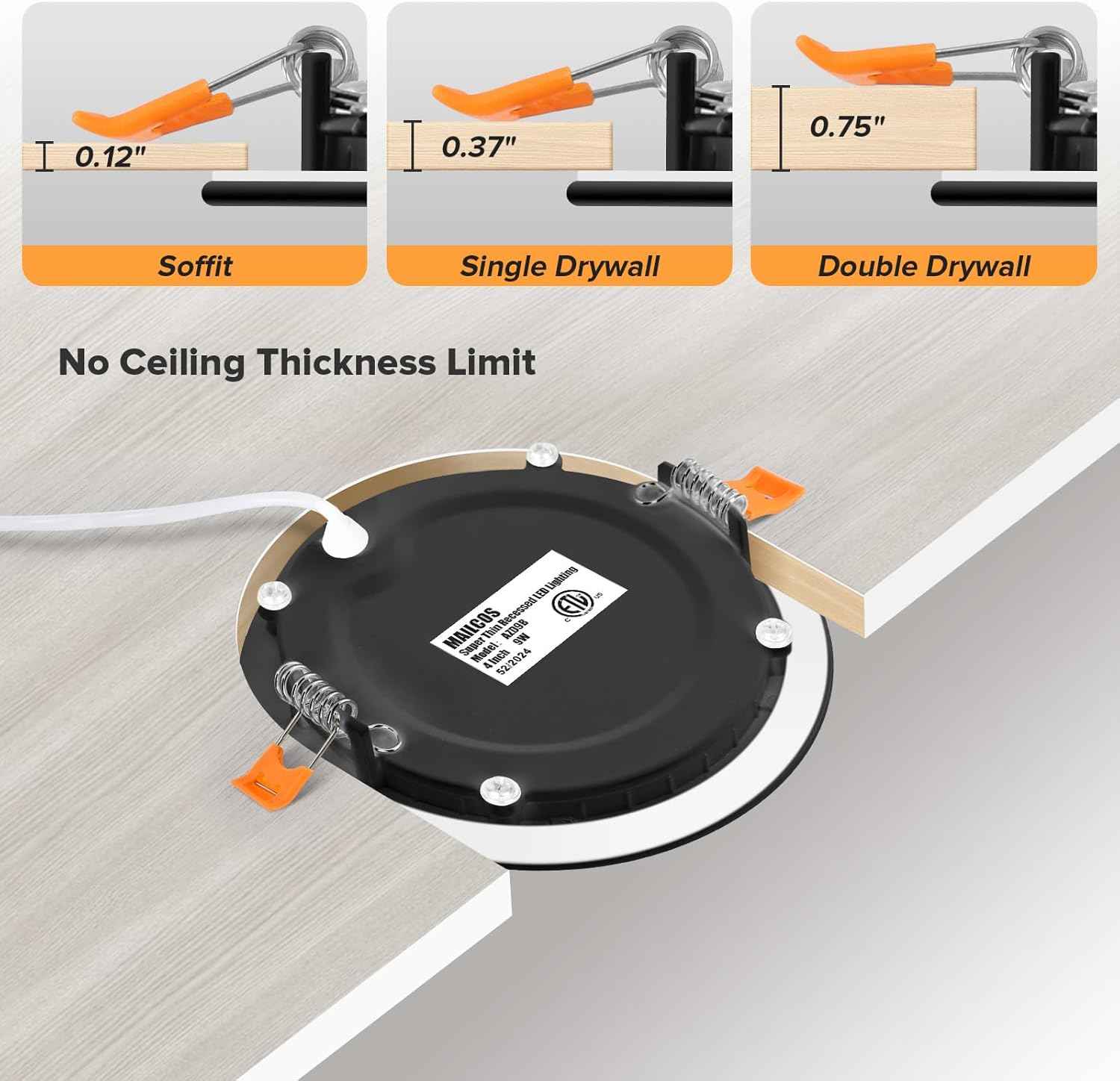 Ultra-Thin 12 Pack 6-Inch Dimmable LED Recessed Lighting - 5CCT Selectable, 1050LM, ETL