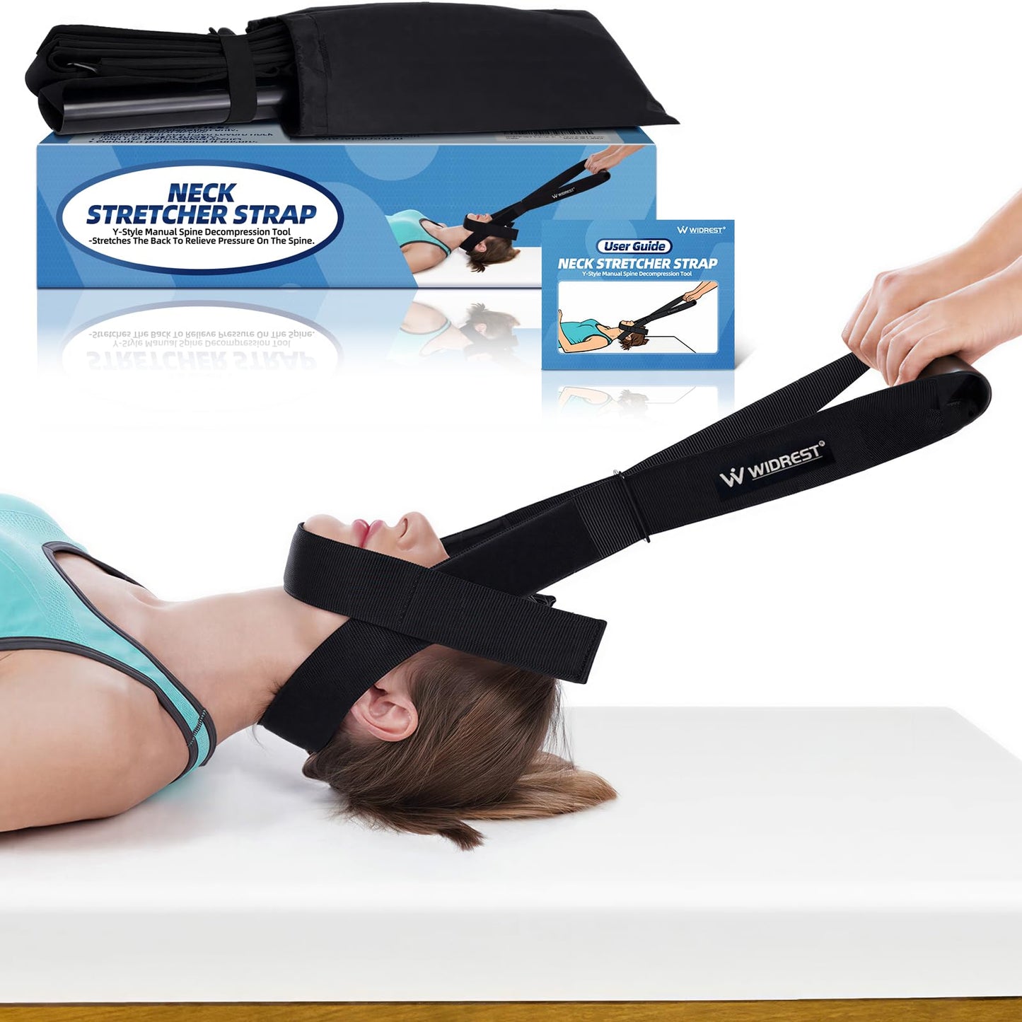 WIDREST Neck Stretcher Strap, Spine Chiropractic Decompression Tool with Chin Belt, Cervical Neck Traction.