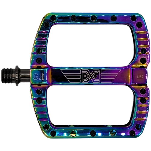 PDX G11 Mountain Bike Pedal MTB Pedal Large Concave Platform Machined Aluminum Polished Bicycle Non-Slip Pedals 9/16 Chromoly Spindle Smooth Ball Bearings (oilslick)