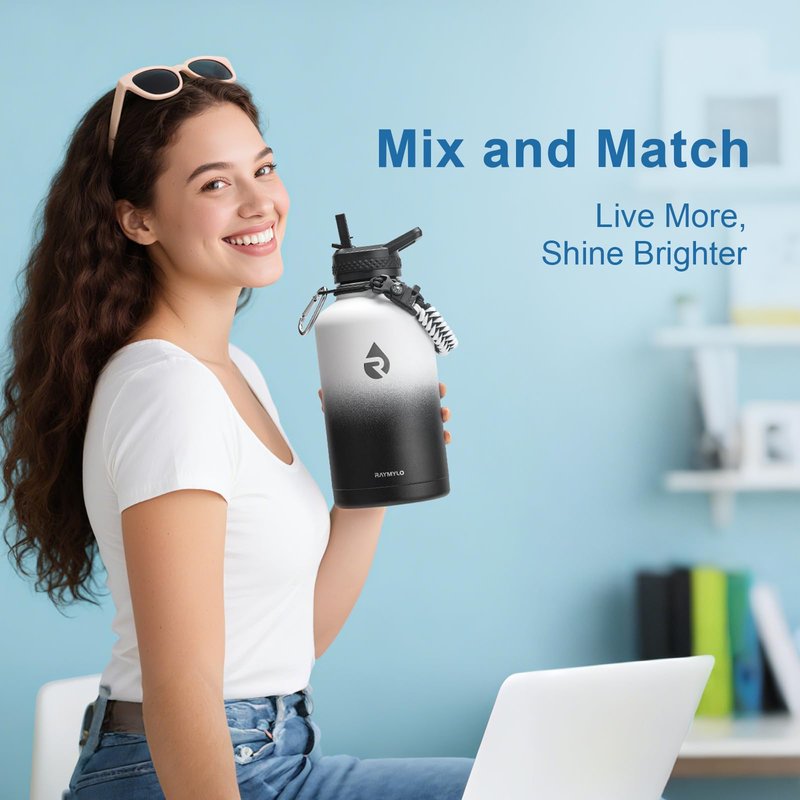 RAYMYLO 2PCS Silicone Water Bottle Boot - Accessories Stainless Steel Insulated Water Bottle Bottom Protector - BPA-Free&Non-Toxic, 64/87oz Black