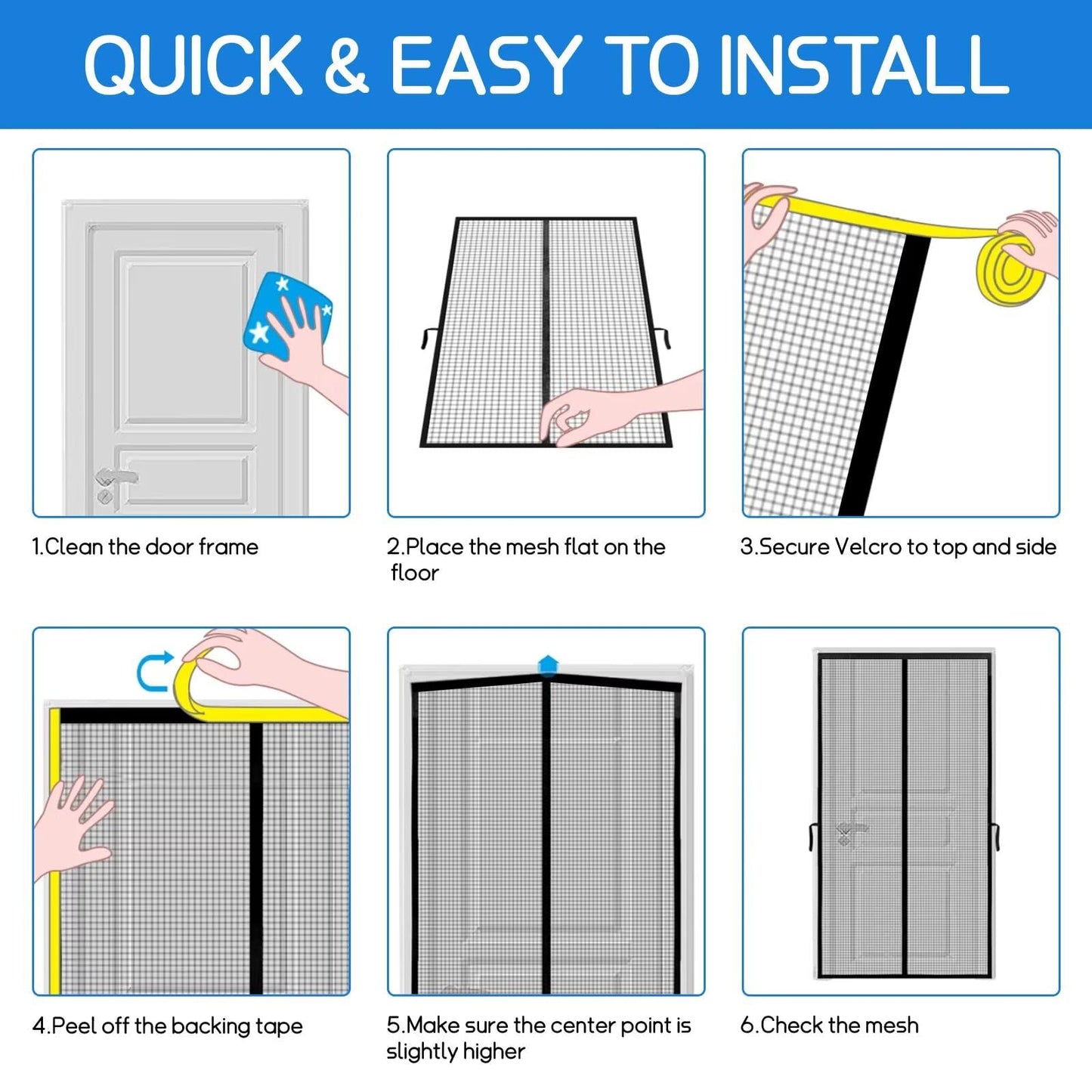 Screen Magnetic Door Closure Heavy Duty,Self Sealing,King Kong Mesh Outdoor Partition:Bug-Blocking Privacy Screen for Patio,Garden,Pet & Kid Friendly - Easy Install/Black 37x82in