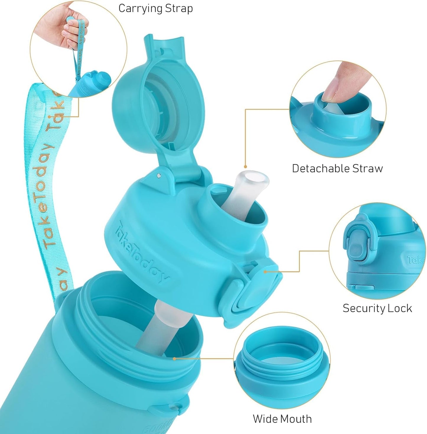 TakeToday Collapsible Water Bottle - 32oz Foldable & Leakproof Silicone for Travel & Hiking