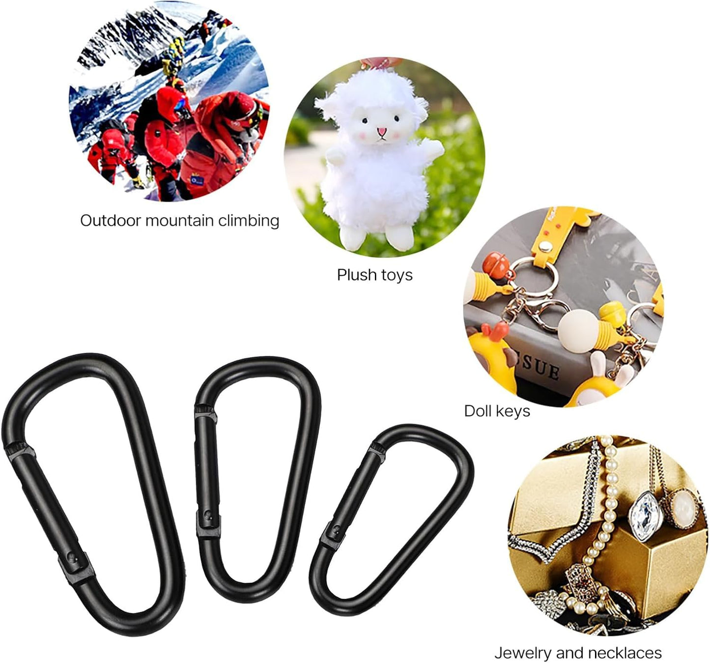 5PCS Aluminum Alloy Carabiner Clips, Locking Spring Clips for Outdoor Camping Hiking Keychains | Heavy Duty D-Ring Hooks