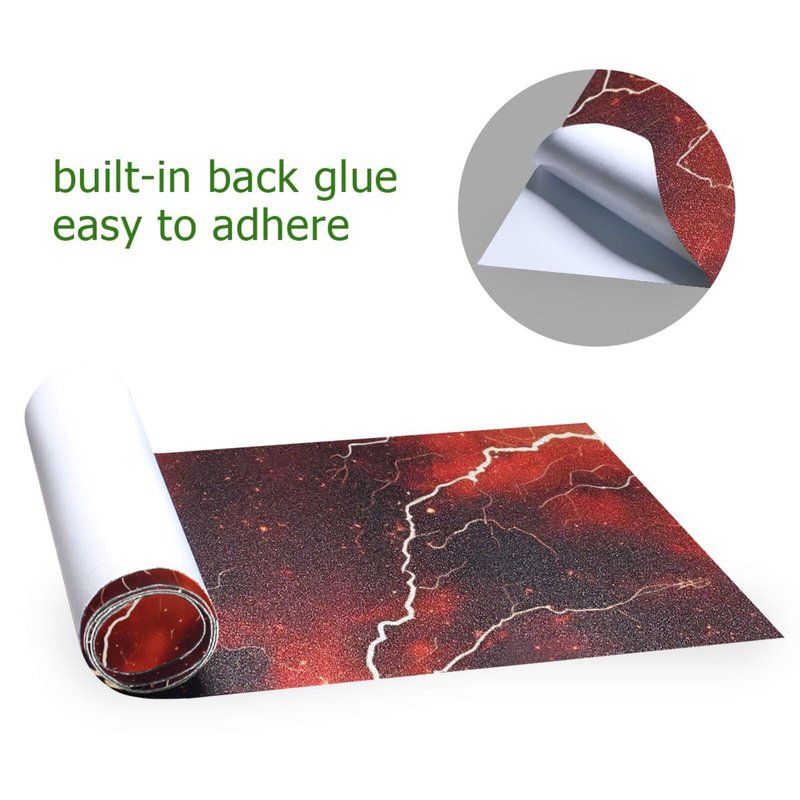 Bolaz Skateboard Grip Tape Sheet Design Deck Longboard Griptape Red Electric Lightning Non Slip Tape Waterproof Sandpaper Scooter 33" x 9"