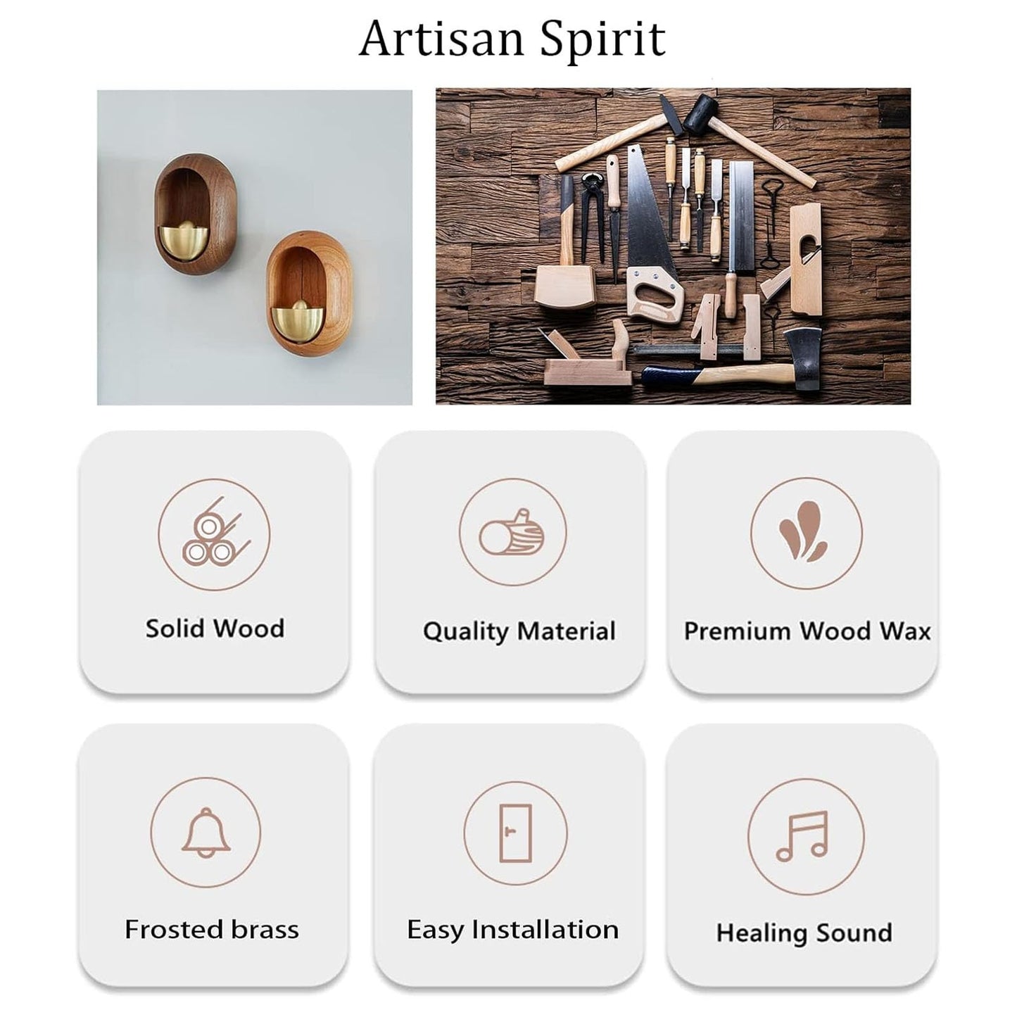 Feylona Door Chime, Wooden Bell for Door Opening