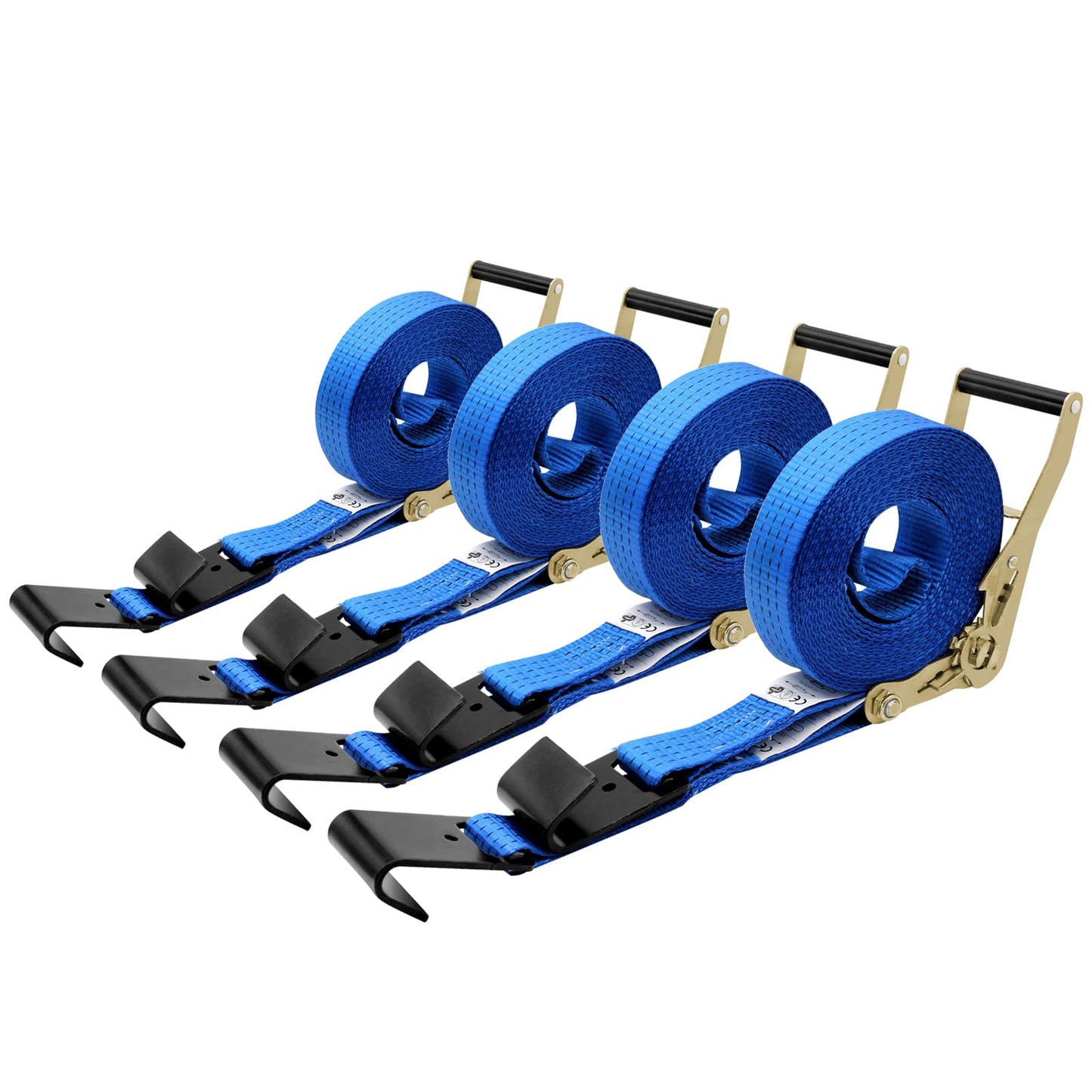 SALUINOKI 4Pack 2in 30ft Ratchet Strap Flat Hook Blue Heavy Duty Flatbed Straps for Trailer Tie Down Straps Box Truck Accessories Cargo Loading 10000lbs Breaking Load