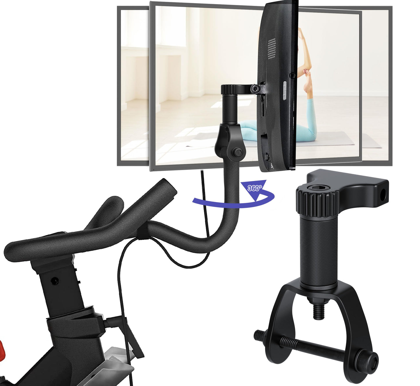 DHLDWQ 360° Pivot for Peloton Bikes Screen Accessories, Peloton Screen Swivel Mount, Peloton Swivel Screen Attachment, Easily Adjust and Rotate Movement Monitor Adjuster, Black