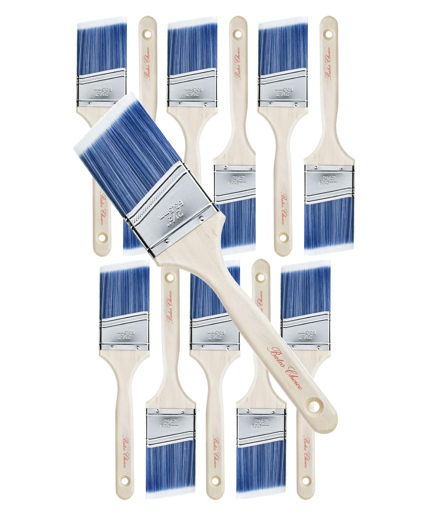 Bates- Paint Brushes, 2.5-Inch, 12 Pack, Angle Brushes, Treated Wood Handle, Wall Paint Brushes for Walls, Stain Brush, Furniture Paint Brush, Paint Brushes for Painting Walls, Painting Brush