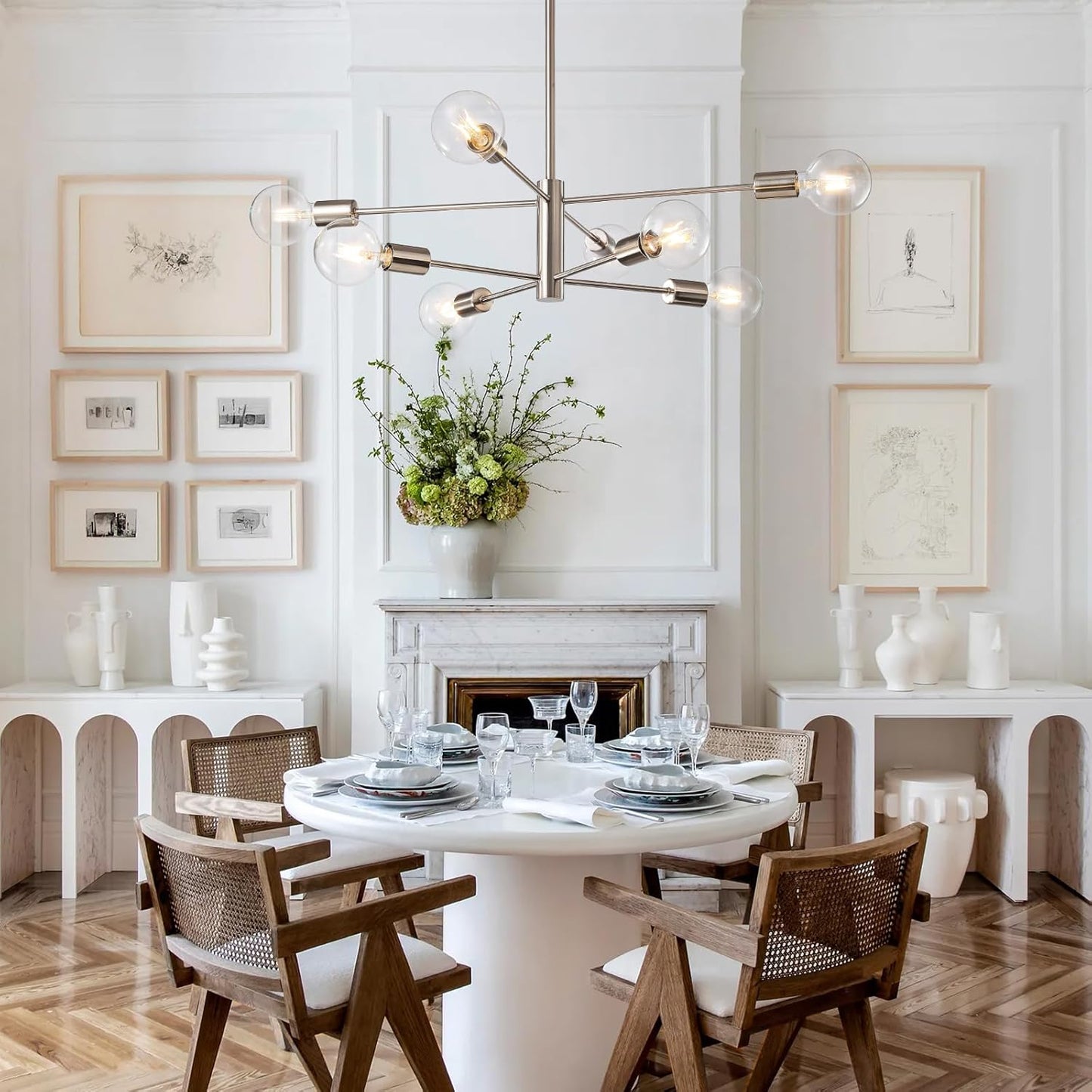 8-Light Gold Sputnik Chandelier - Modern Adjustable Ceiling Light for Dining Room, Kitchen & Foyer