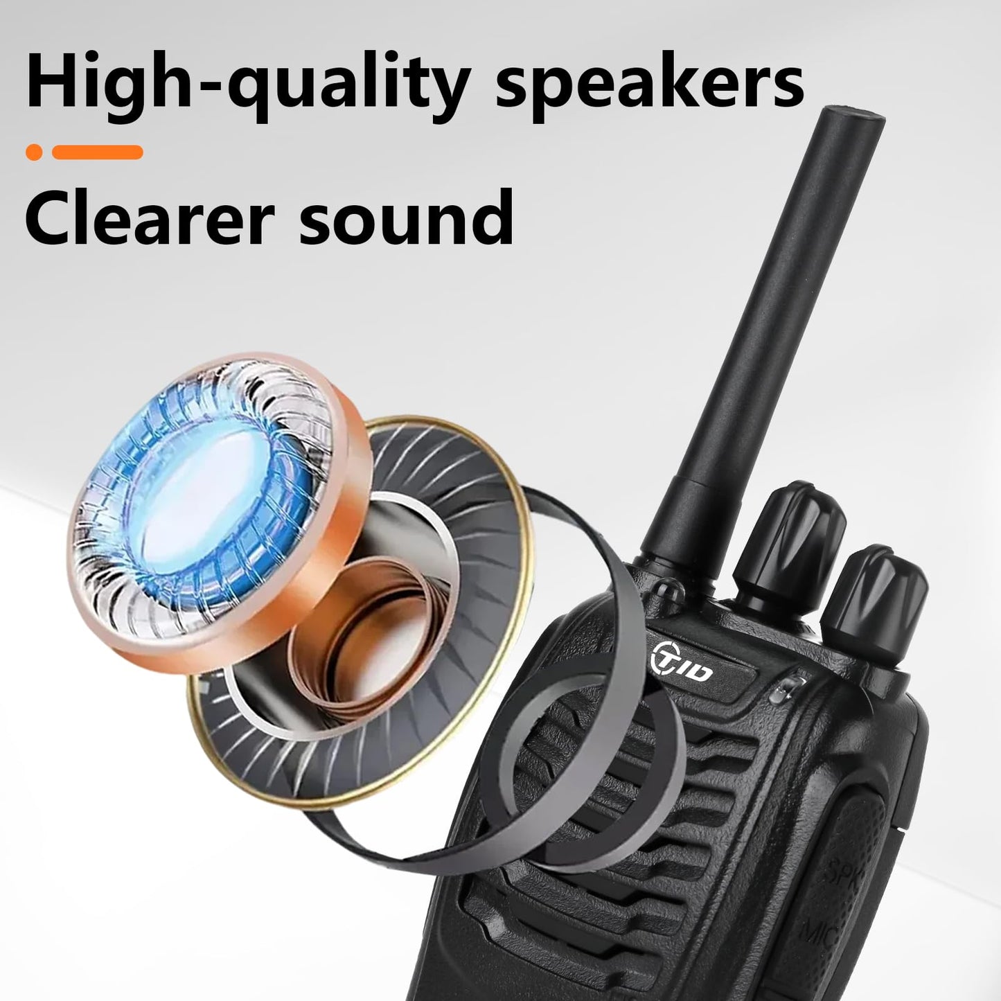 TIDRADIO Walkie Talkies Long Range 6 Pack, Rechargeable Two Way Radios for Adults with Earpiece, 22 Channels Portable Radios with Flashlight for Jobsite, Outdoor Camping, Hiking
