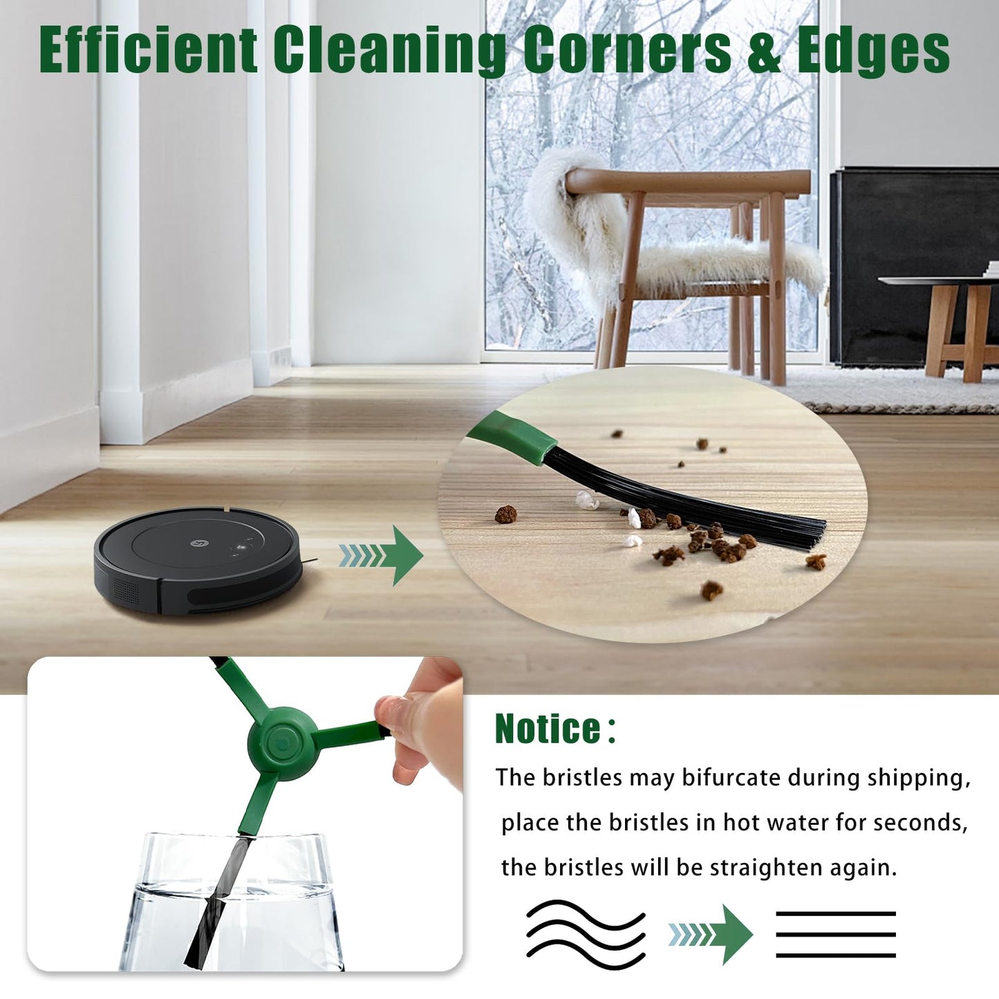 Yumixily 10 Pack Replacement Side Brushes Compatible with Roomba Combo&Vac Essential Series, Edge-Sweeping Brushes for Q0120 Y0140 Q0520 Q011 Y0110 Robot Vacuum Cleaner