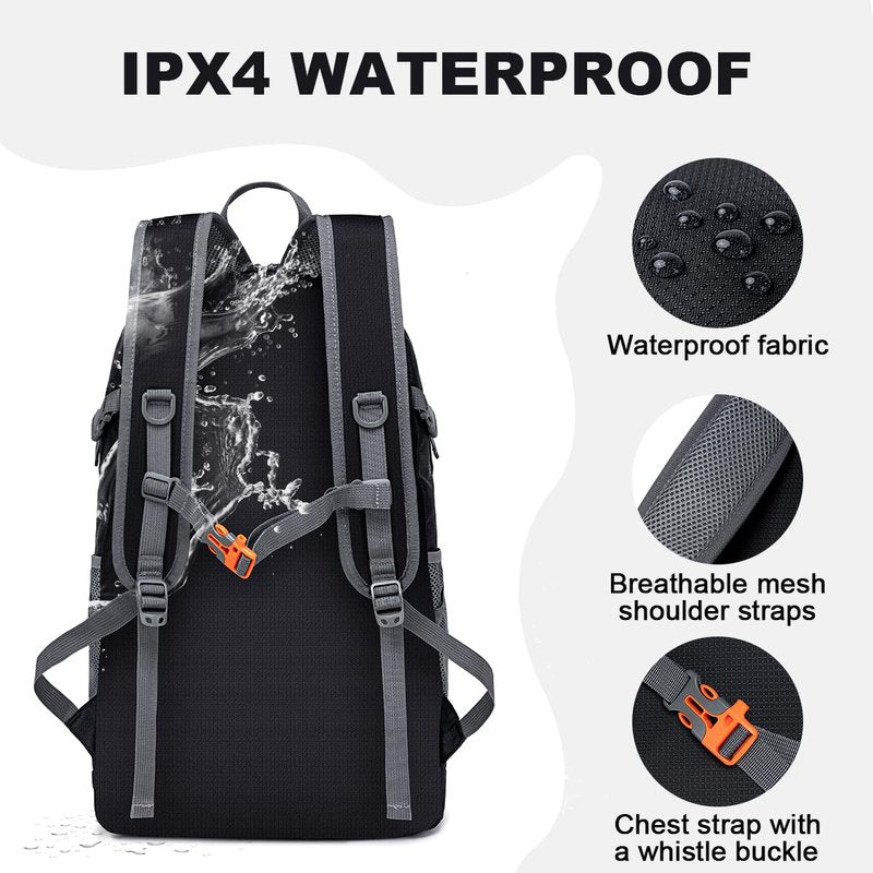 MIYCOO Backpack - Ultra Lightweight Packable Backpack for Travel Camping, 20L Hiking Back Pack Waterproof Foldable Daypack for Men Women Black