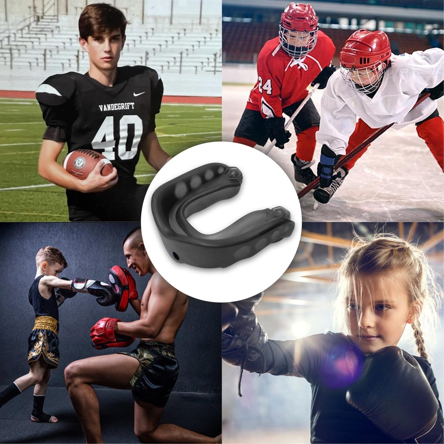 Skiennix Sports Mouth Guard - 2 Pack for Kids | Football, Basketball, Lacrosse & MMA - Includes Strap & Box