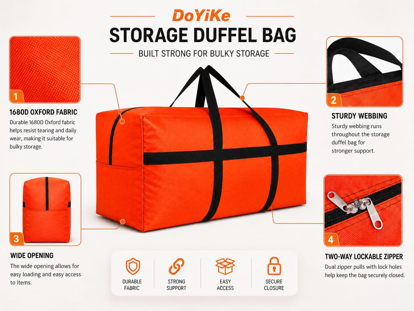 DoYiKe Extra Large Storage Duffle Bag, Duffel Bag for Travel Green 130L