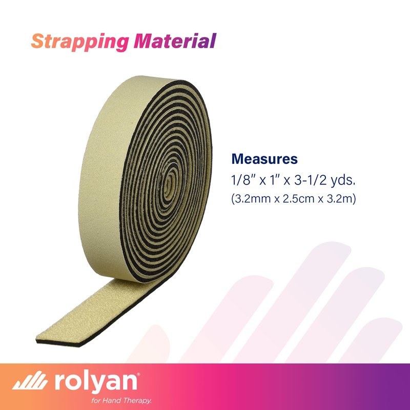 Rolyan Neoprene Strapping Material, 1/8" x 1" x 3.5 yd, Beige, For Use With Thermoplastic Splinting Material, Hook Receptive Strap for Braces and AFOs, Soft Cushioned Strap for Custom Fit,Trim to Fit