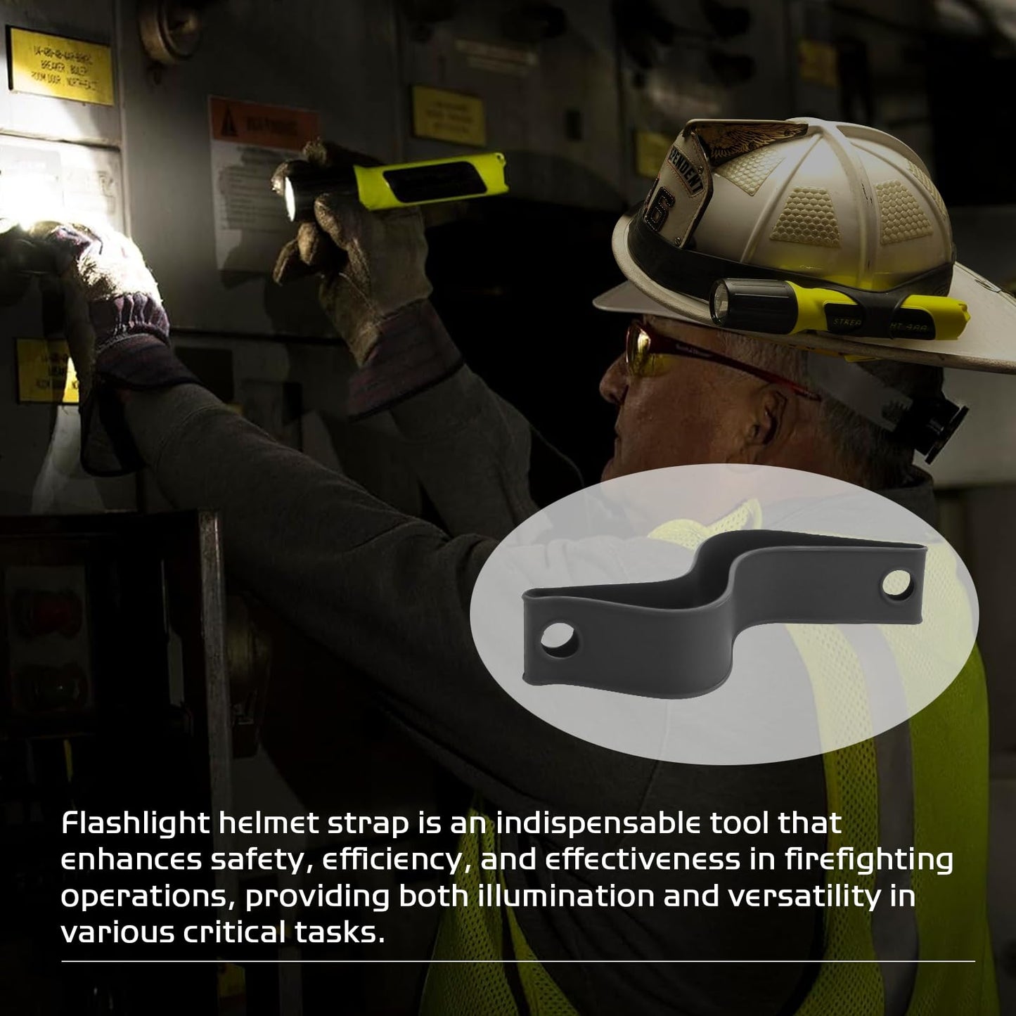 Rubber Helmet Strap for Streamlight ProPolymer Flashlights - 99075 Flashlight Helmet Strap Fit Most Standard Helmet