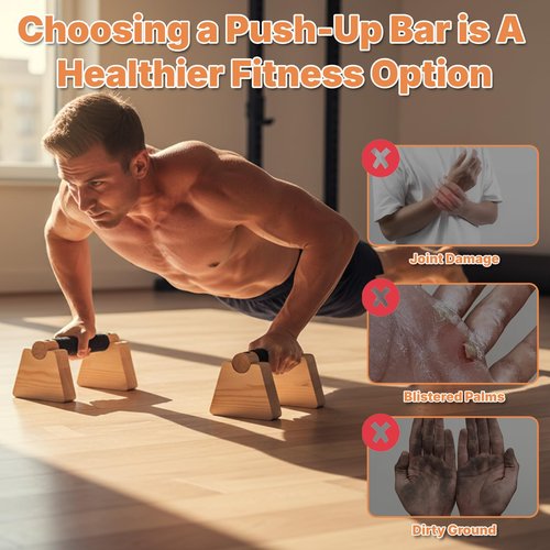 Parallettes Bars, 2 Pcs Wooden Calisthenics Equipment with Non-Slip Base for Handstand Training Push Up Bars Calisthenics Bar Joint-Friendly Beech Wood Calisthenics Equipment for Men