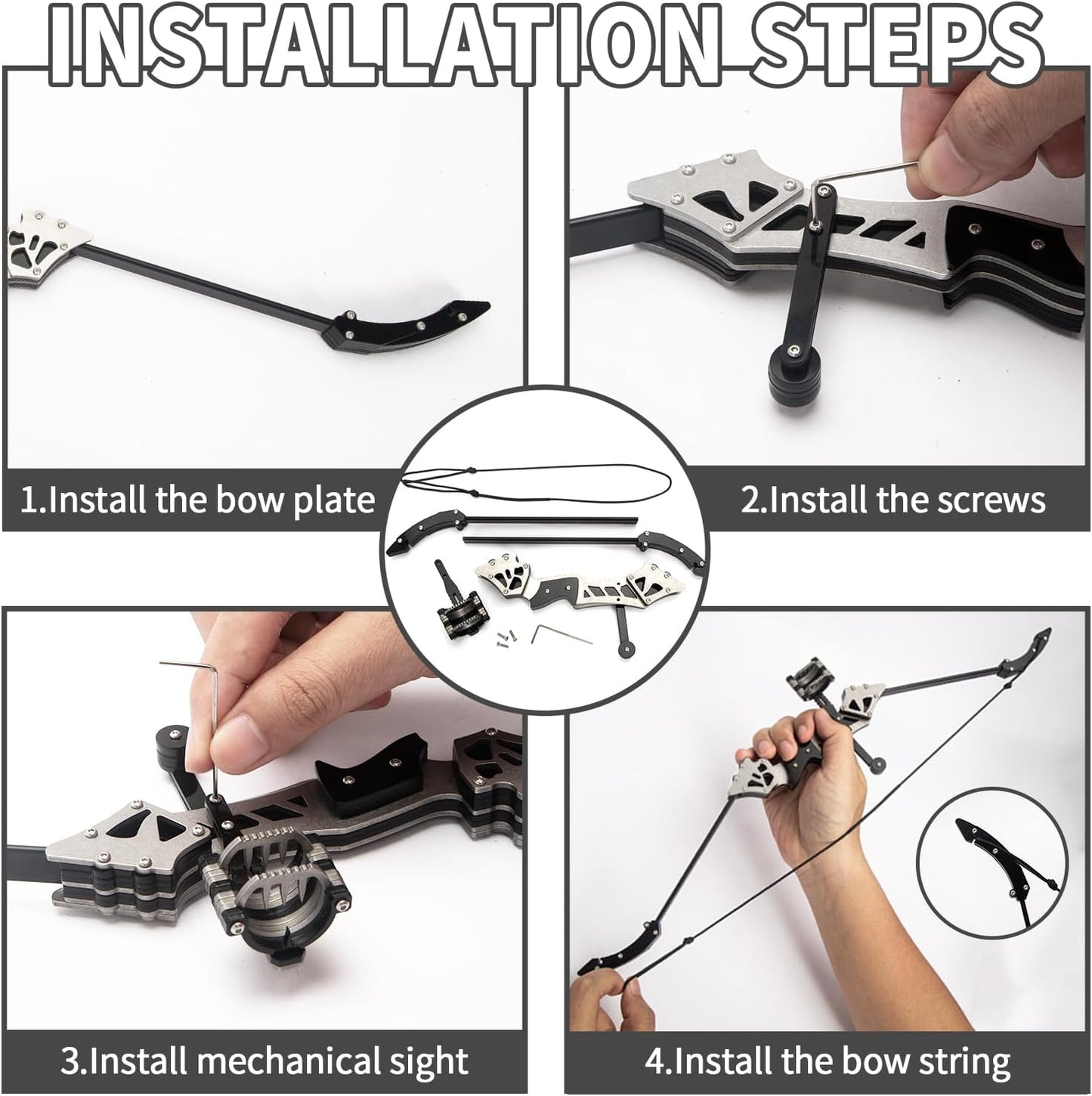 Skiennix Mini Compound Bow Set - 5.9"/7.2"/18.7" Archery Bow with Arrows for Hunting & Shooting Fun