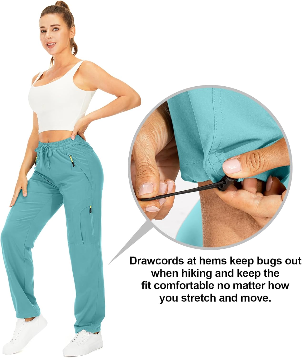 Skiennix Women's Hiking Pants - Quick Dry, Lightweight UPF 50 Travel & Golf Cargo Pants with Zipper Pockets