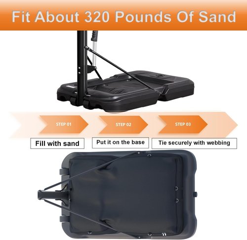 **Basketball Hoop Sandbag - Heavy Duty Waterproof & Dustproof Anchor | Holds 320+ lbs, 36.6" D x 23.6" W x 5.9" H (Black)**