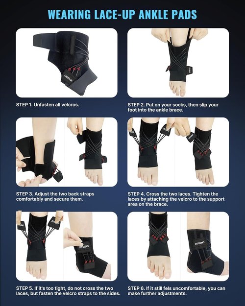Fit Geno Ankle Brace for Sprained Ankles - Adjustable Breathable Support with Quick-Release Straps for Pain Relief and Swelling Reduction for Men and Women (Left M/L, Ankle size 9''-9.8'')