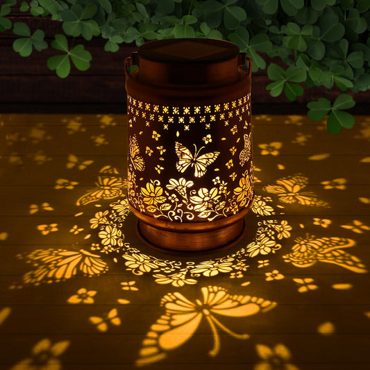 Solar Lanterns Outdoor Waterproof, Butterfly Hanging Solar Lanterns Birthday Gifts for Women Mom Grandma, Garden Decor for Patio Yard Lawn Backyard Porch