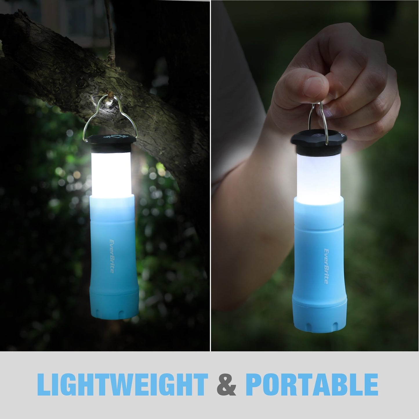 EverBrite 2-in-1 Mini Lanterns and Flashlights, Zoomable Flashlight Lantern Combo with 3 Modes, Camping Essentials, 2PC Battery Powered Lantern for Hurricane, Hiking, Home, Emergency