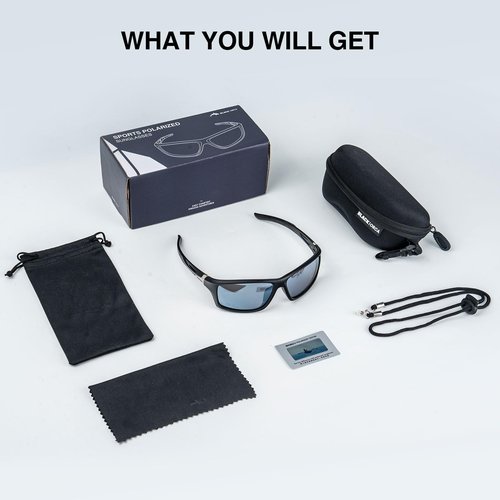 BLACK ORCA Polarized Sports Sunglasses for Men & Women, UV400 Protection Wrap Around Lightweight TR90 Frame for Cycling Driving Fishing Running Golf