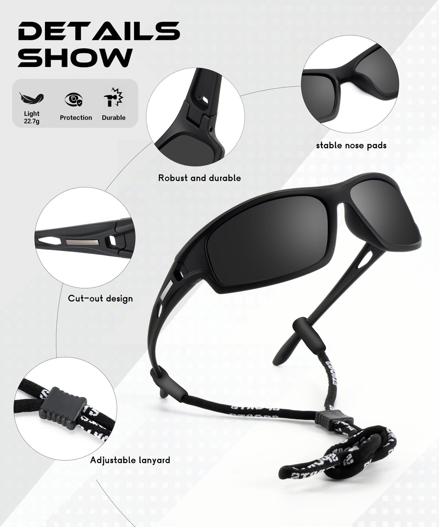 OUKEMAX Polarized Sunglasses Men, Sports Sun Glasses Womens UV400 Protection for Fishing Running Driving 3 Packs