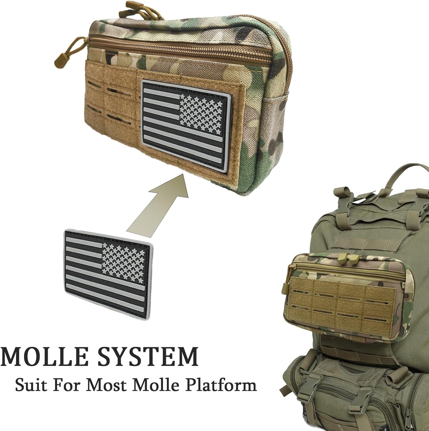 Skiennix Tactical Molle Admin Pouch - Multi-Purpose Laser-Cut EDC Tool Bag for Outdoor & Travel