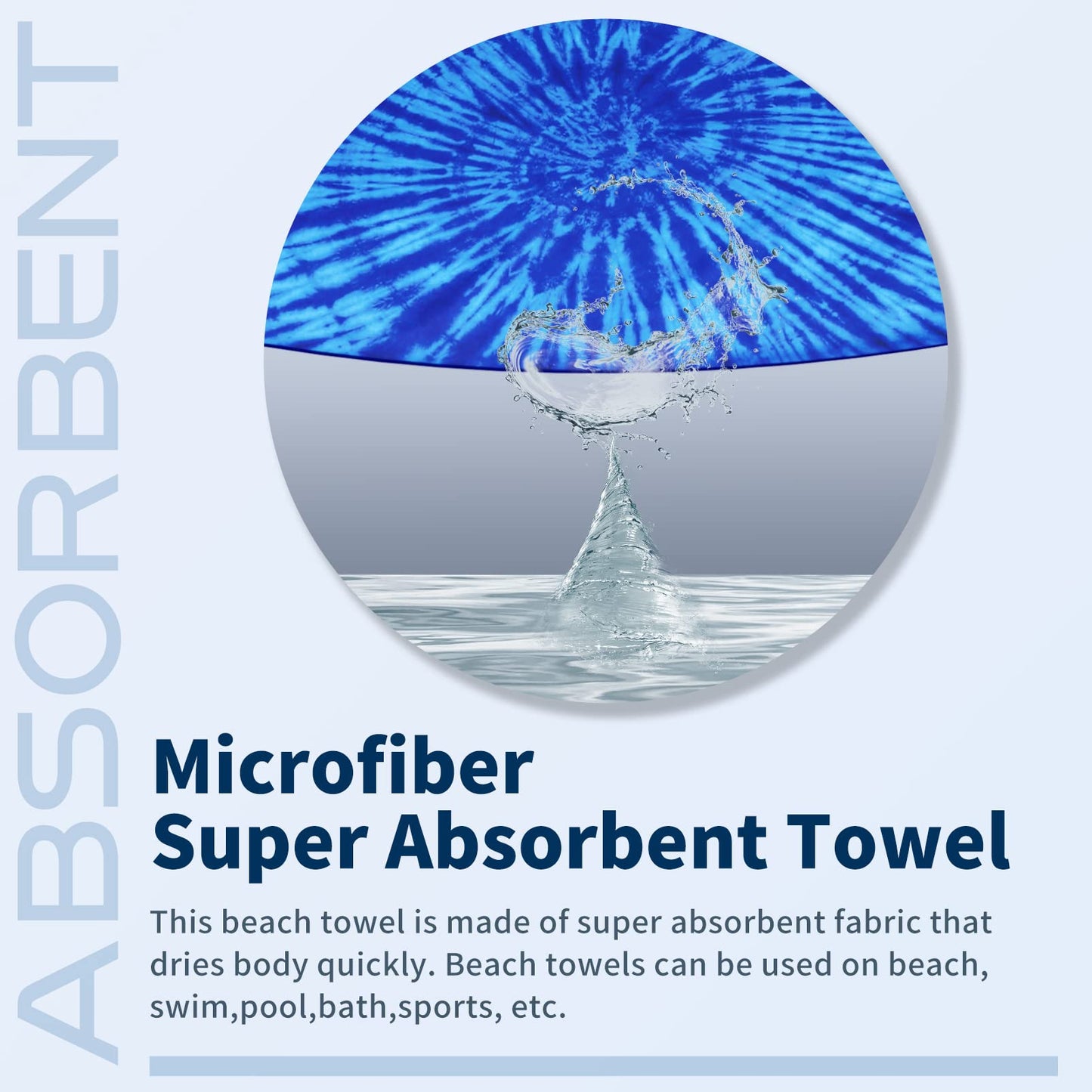 Gomust Microfiber Beach Towel Oversized 71x32, Thin, Blue with Bag 2 Pack